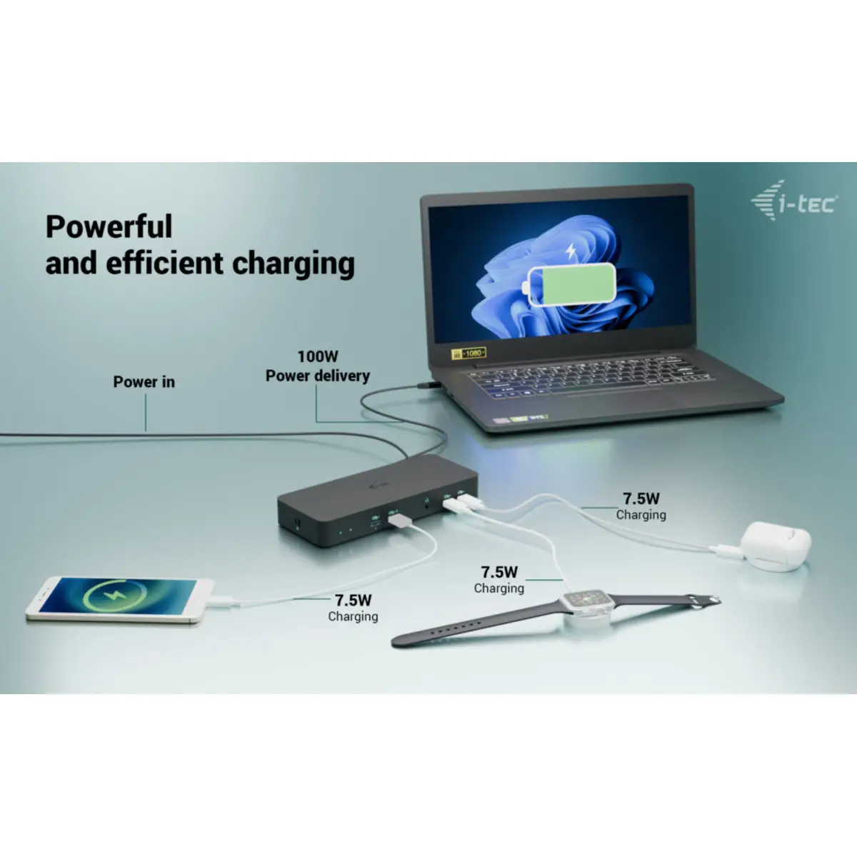 i-tec USB-C Intelligent Triple Display Docking Station, Power Delivery 100W