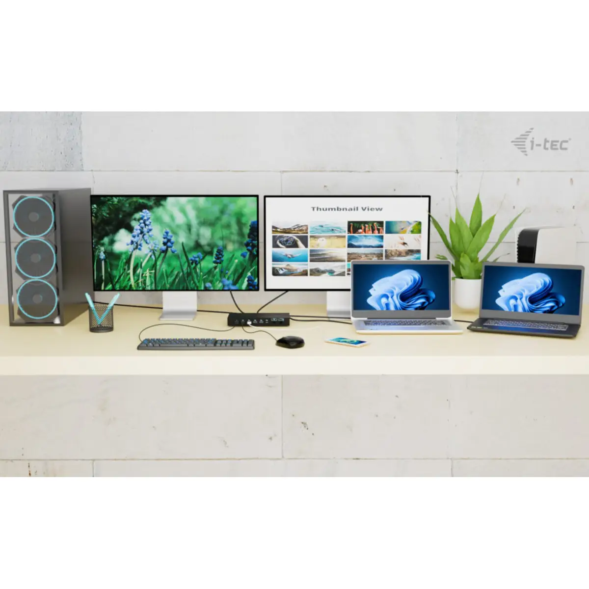 i-tec USB-C KVM Docking station for 3 Hosts, Dual Display, Power Delivery 1x 92W/2x 65W