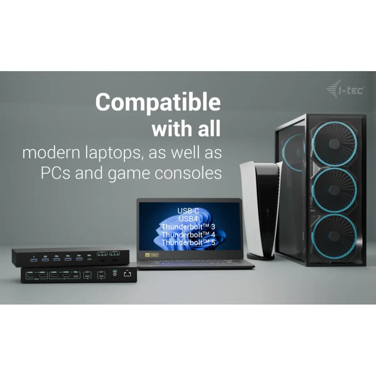i-tec USB-C KVM Docking station for 3 Hosts, Dual Display, Power Delivery 1x 92W/2x 65W