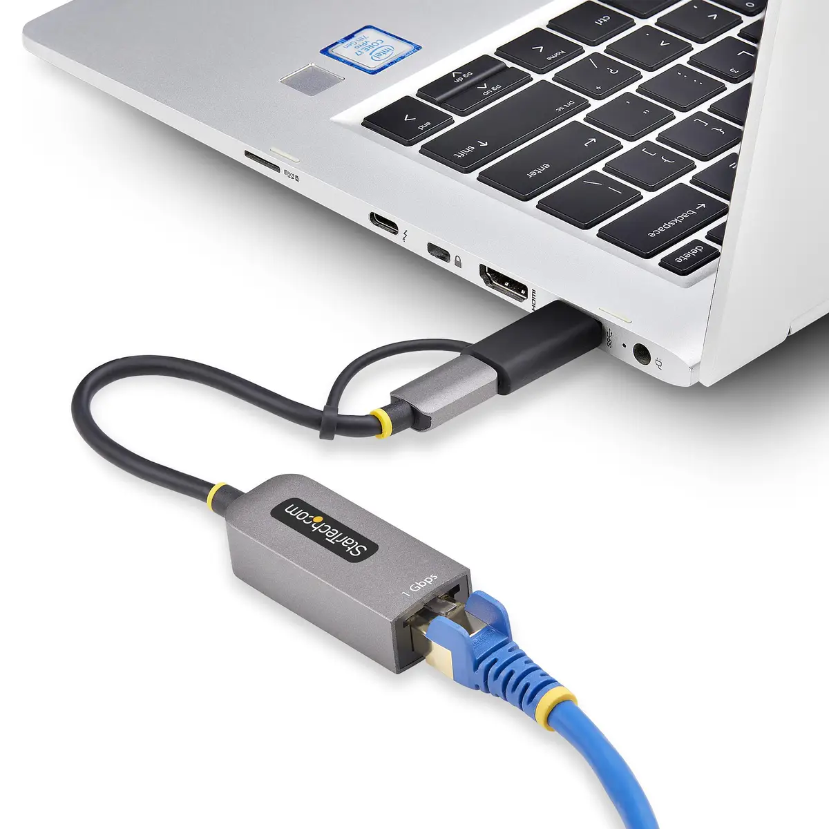 USB-C Ethernet Adapter mit USB-A Dongle 10/100/1000Mbps USB Gigabit Adapter 15cm Kabel USB Ethernet Adapter