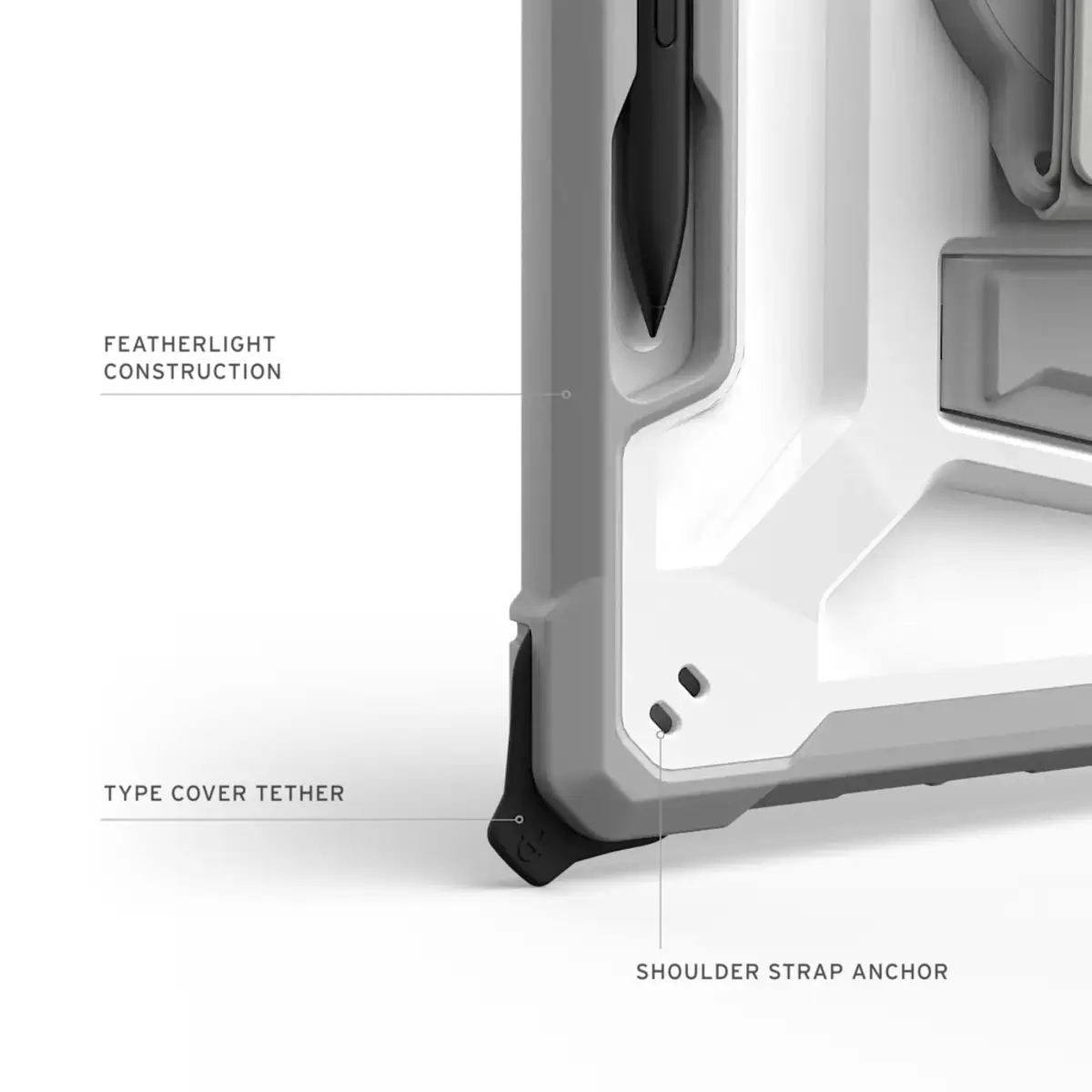 Plasma Healthcare Handstrap & Kickstand Case für Microsoft Surface Pro 12" (1. Edition) grau