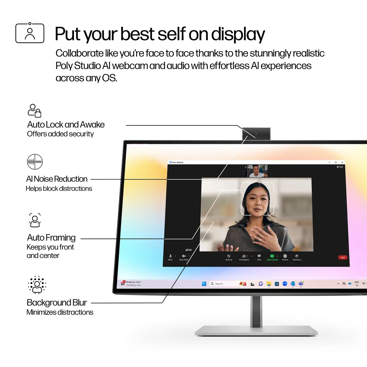 Serie 7 Pro 27 Zoll 4K-Konferenzmonitor – 727pm, 68,6 cm (27"), 3840 x 2160 Pixel, 4K Ultra HD, LCD, 5 ms, Schwarz