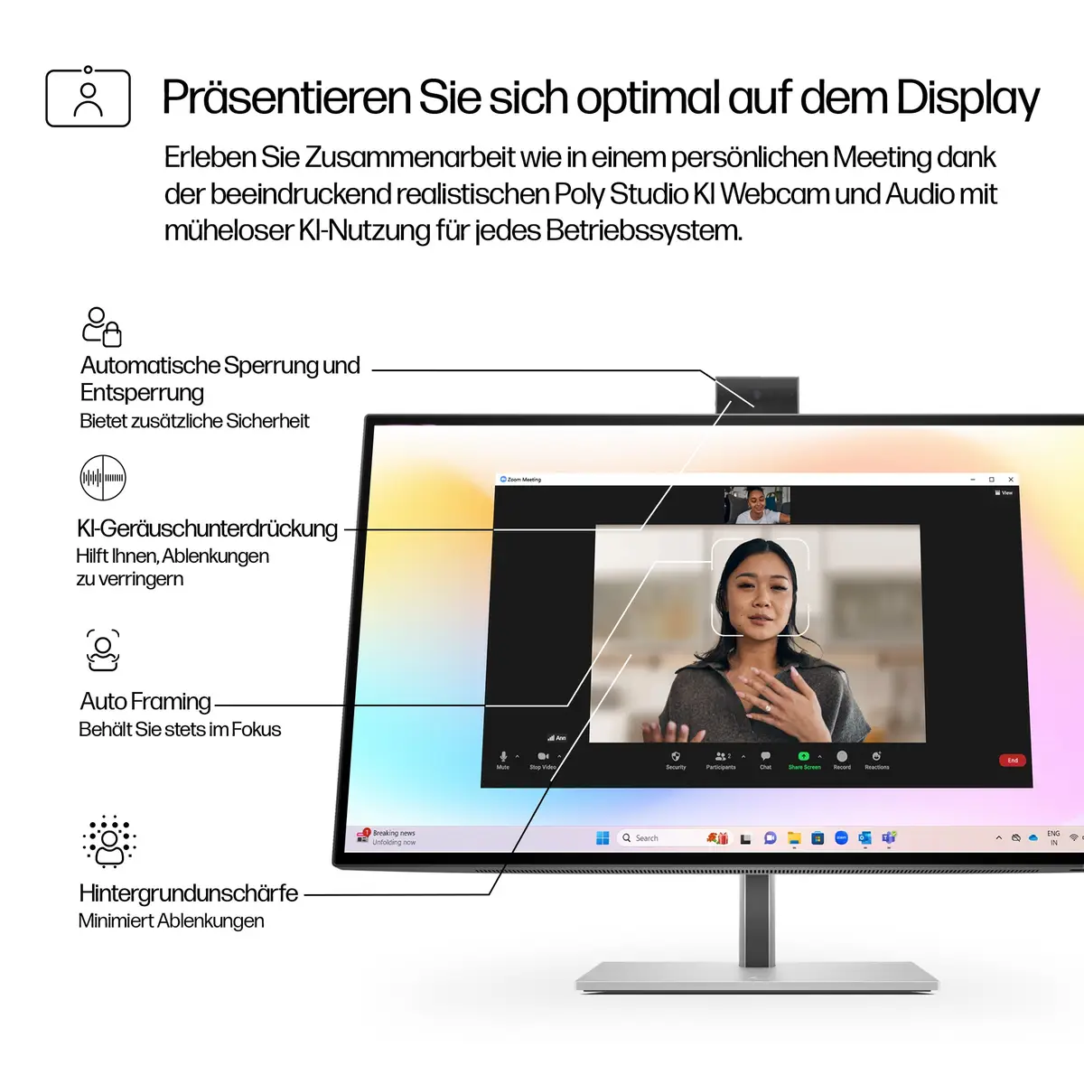 Serie 7 Pro 27 Zoll 4K-Konferenzmonitor – 727pm, 68,6 cm (27"), 3840 x 2160 Pixel, 4K Ultra HD, LCD, 5 ms, Schwarz