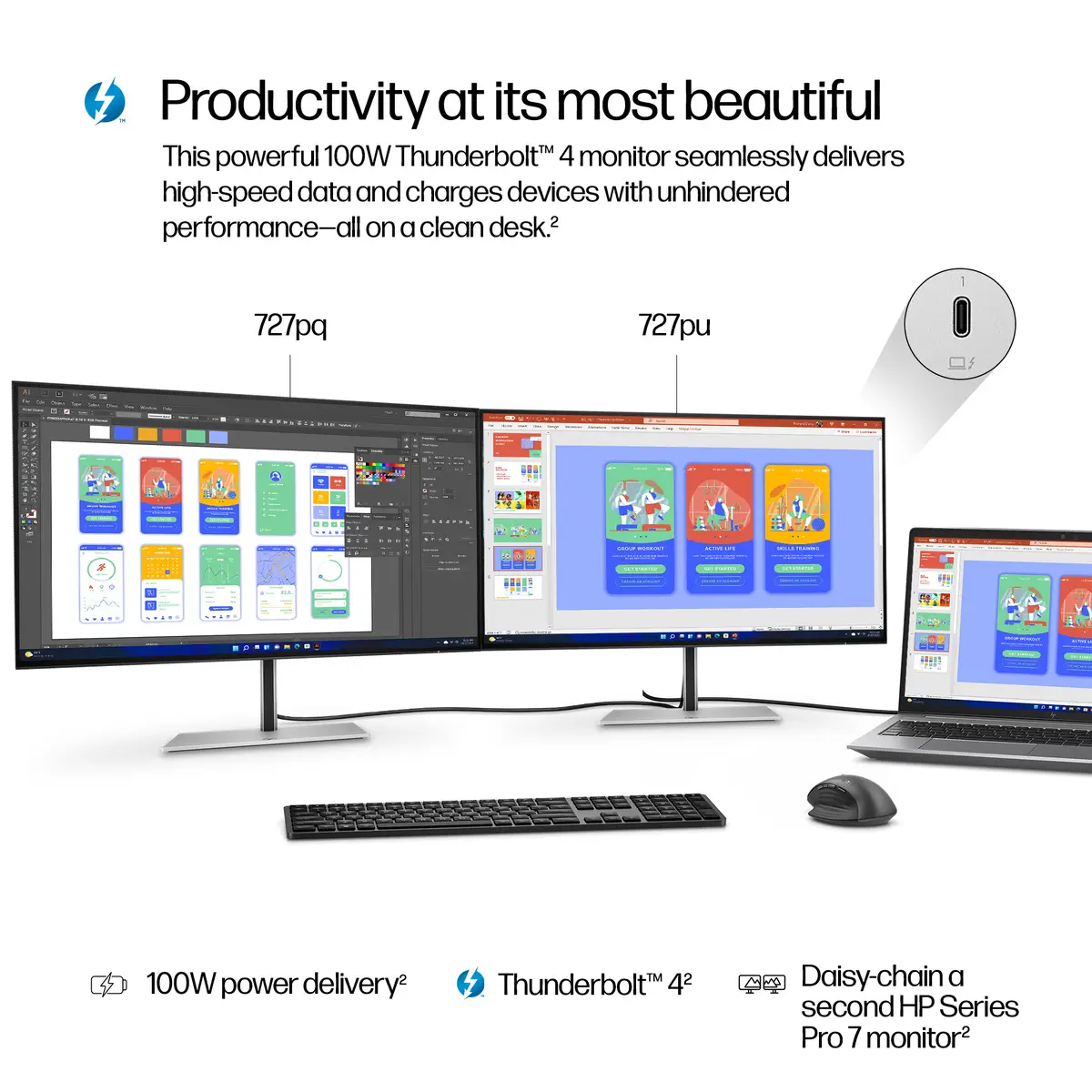 Series 7 Pro Serie 7 Pro 27 Zoll QHD Thunderbolt 4-Monitor – 727pu, 68,6 cm (27"), 2560 x 1440 Pixel, Quad HD, LCD, 5 ms, Schwarz