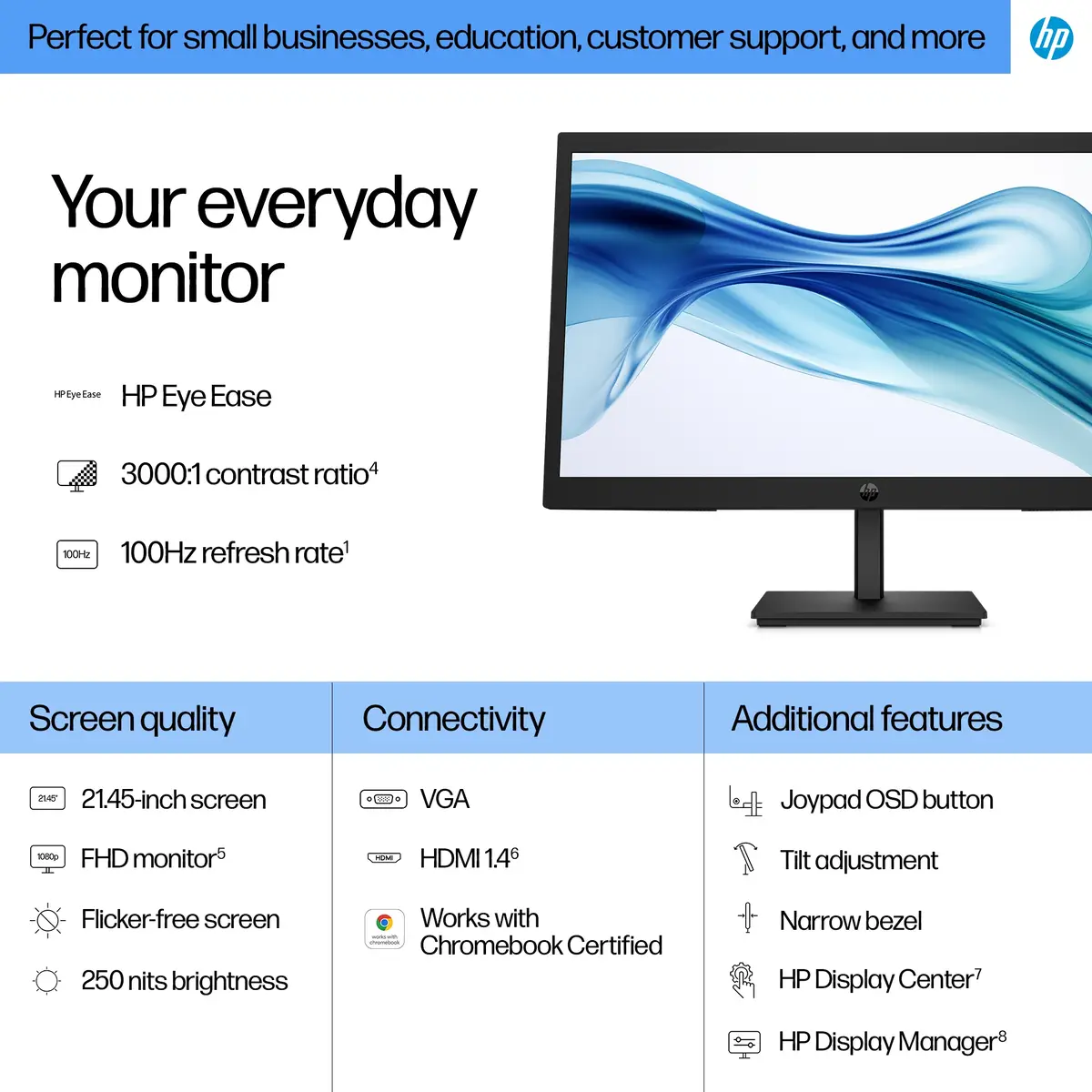 Serie 3 Pro 21,45-Zoll-FHD-Monitor – 322pv, 54,5 cm (21.4"), 1920 x 1080 Pixel, Full HD, LCD, 5 ms, Schwarz
