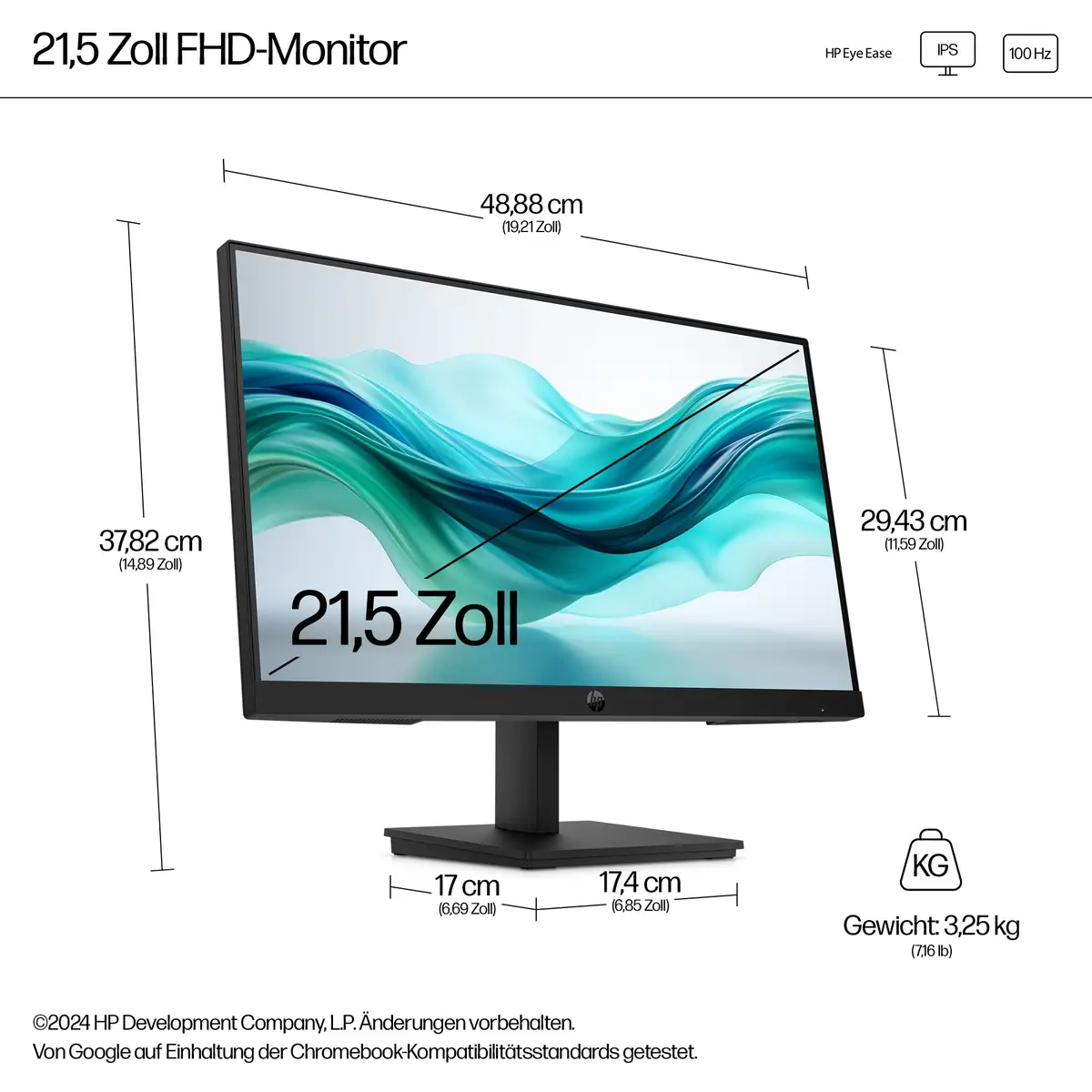 Serie 3 Pro 21,5-Zoll-FHD-Monitor – 322pf, 54,6 cm (21.5"), 1920 x 1080 Pixel, Full HD, LCD, 5 ms, Schwarz