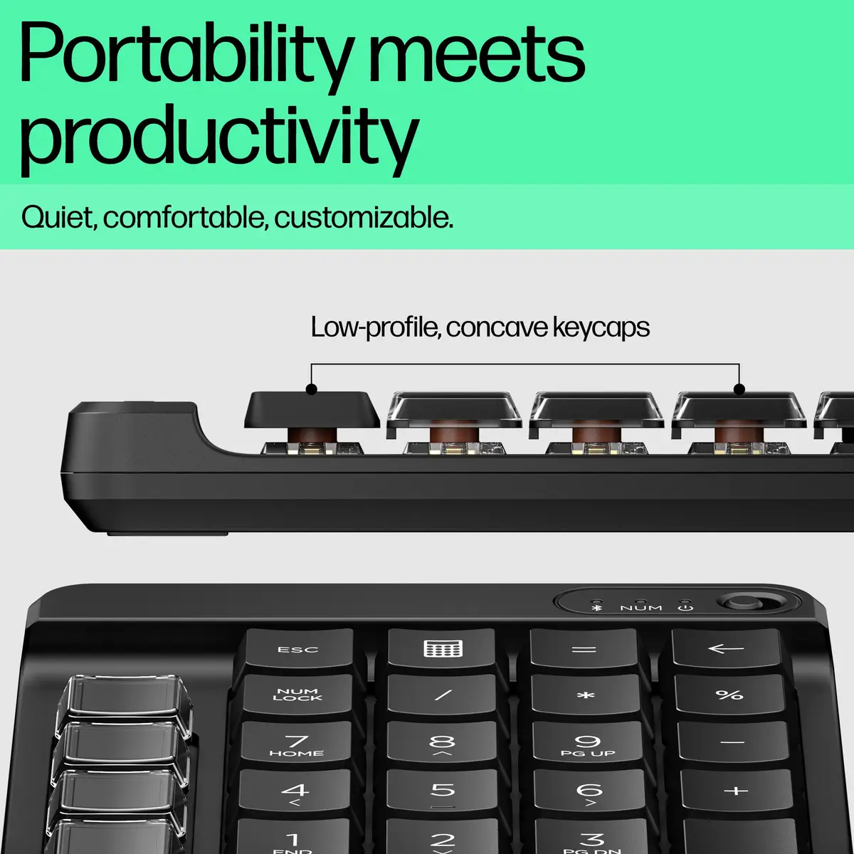 435 Programmable Wireless Keypad, Kabellos, Bluetooth, Mechanischer Switch, Schwarz