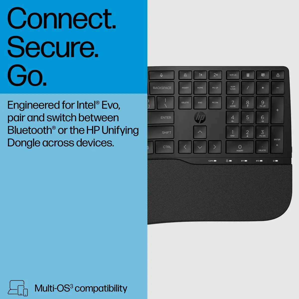 685 Comfort Dual-Mode-Tastatur, Volle Größe (100%), Kabellos, RF Wireless + Bluetooth, Membran Key Switch, Schwarz