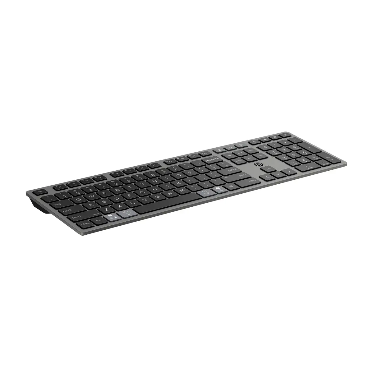 725 Kombo mit wiederaufladbarer kabelloser Tastatur und Maus für mehrere Geräte, Volle Größe (100%), Kabellos, RF Wireless + Bluetooth, Scherenschalter, Schwarz, Maus enthalten