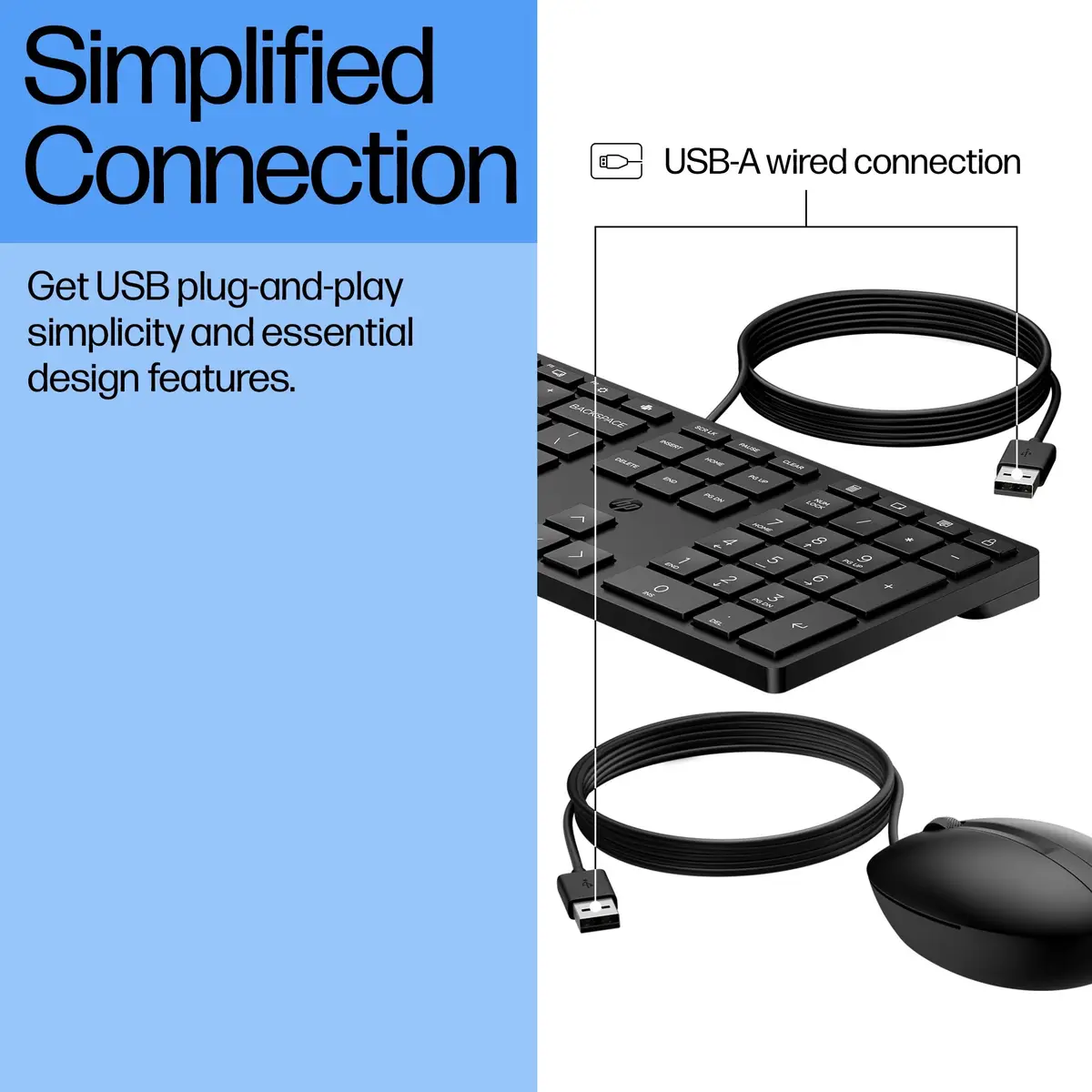 Wired Desktop 320MK Maus und Tastatur, Kabelgebunden, USB, Membran Key Switch, Schwarz, Maus enthalten