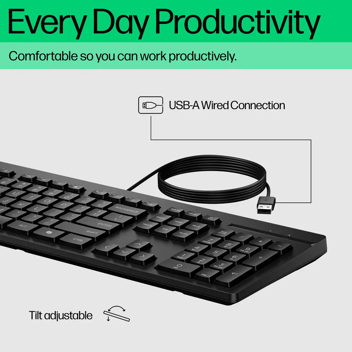 125 G2 Kabelgebundene USB-Tastatur, Volle Größe (100%), Kabelgebunden, USB, Schwarz