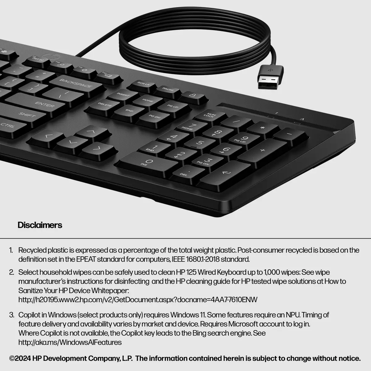 125 G2 Kabelgebundene USB-Tastatur, Volle Größe (100%), Kabelgebunden, USB, Schwarz