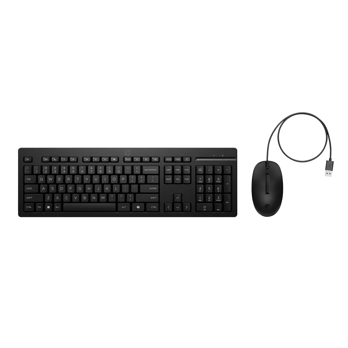 225 Maus und Tastatur (kabelgebunden), Volle Größe (100%), Kabelgebunden, USB, Schwarz, Maus enthalten