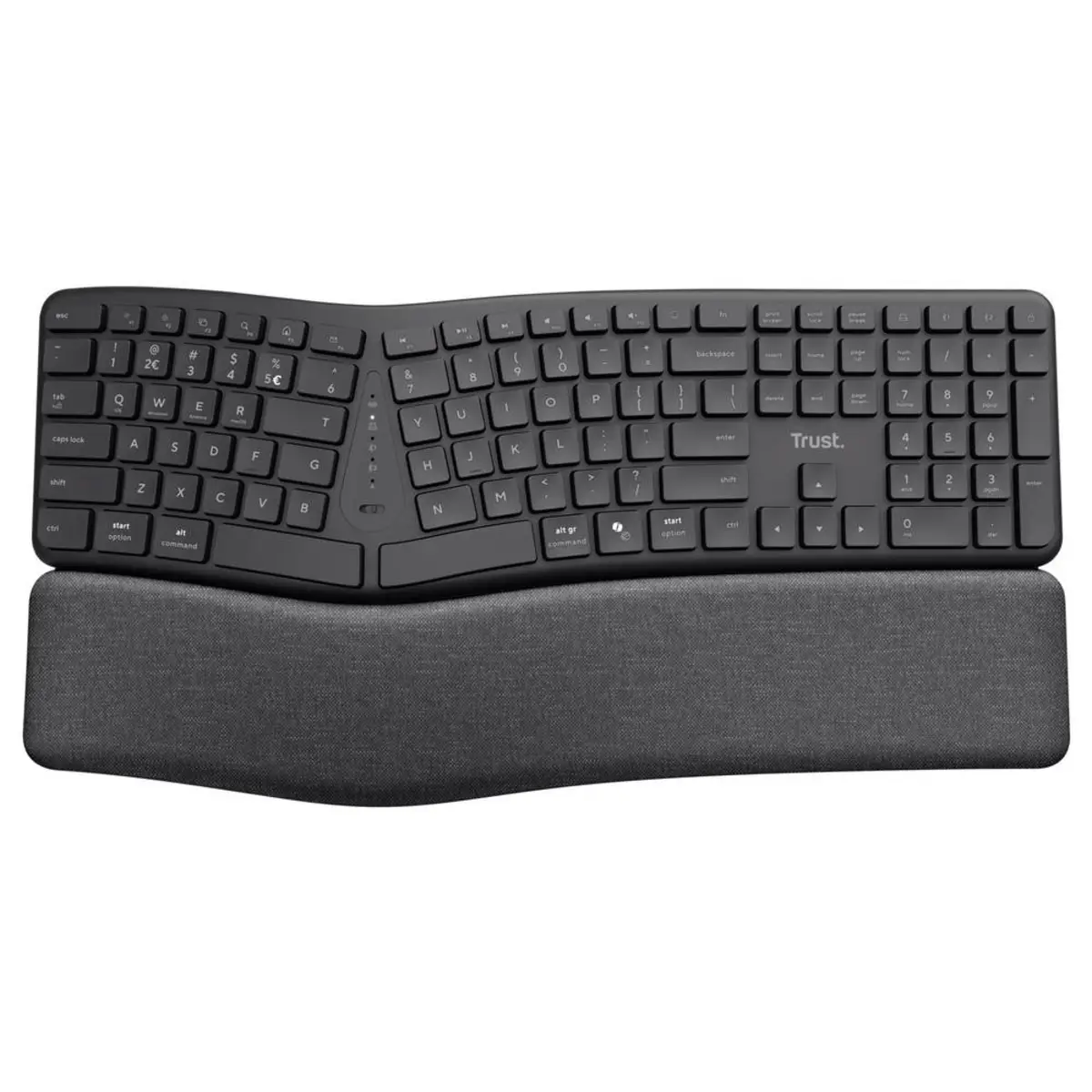 Trust Keyra Ergonomic Multi-Device Wireless Keyboard, schwarz, USB/Bluetooth, DE