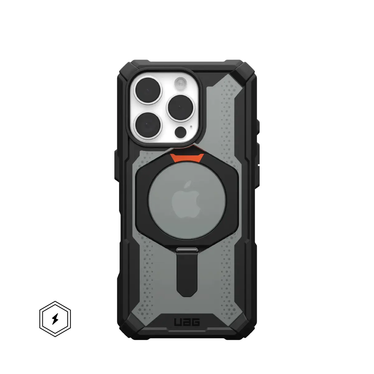 UAG Urban Armor Gear Plasma XTE MagSafe Kickstand Case für Apple iPhone 16 Pro schwarz/orange