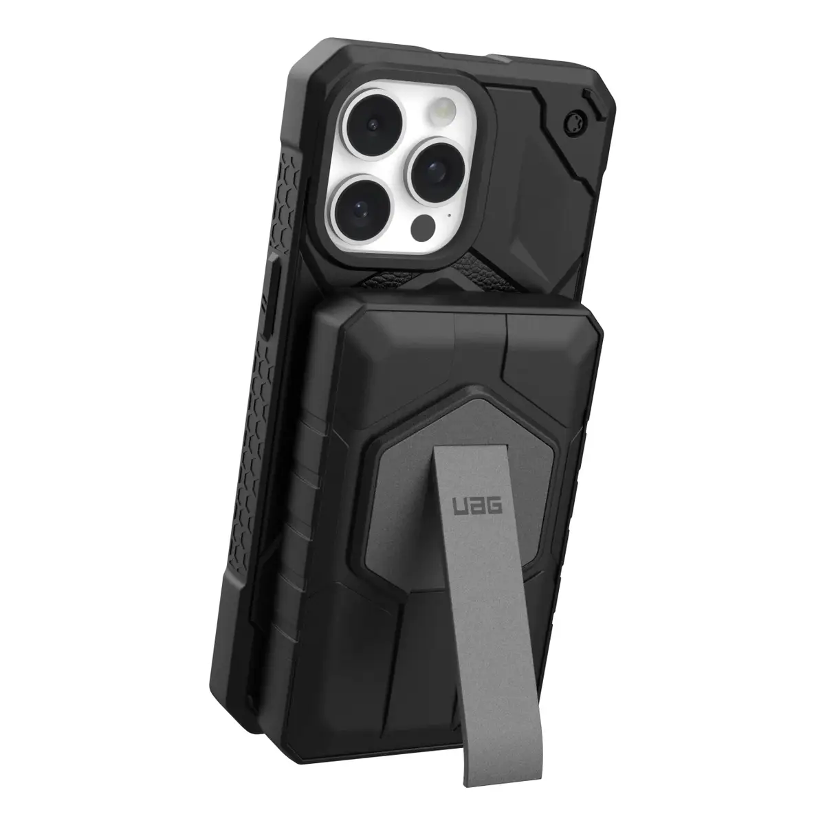 UAG Urban Armor Gear SRGE Rugged Powerbank Magnetic Wireless Charger mit Standfunktion 1x 20W USB-C & 1x 10W 10.000 mAh Qi schwarz/grau