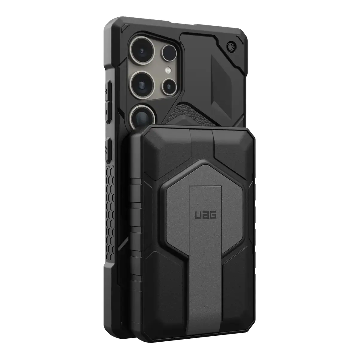 UAG Urban Armor Gear SRGE Rugged Powerbank Magnetic Wireless Charger mit Standfunktion 1x 20W USB-C & 1x 10W 10.000 mAh Qi schwarz/grau