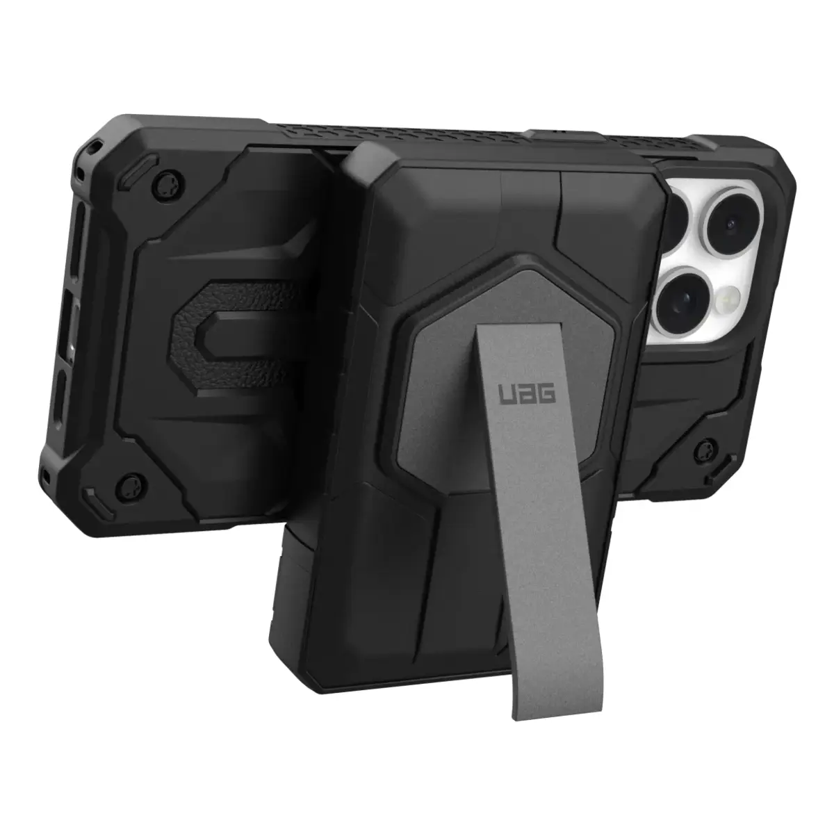 UAG Urban Armor Gear SRGE Rugged Powerbank Magnetic Wireless Charger mit Standfunktion 1x 20W USB-C & 1x 10W 10.000 mAh Qi schwarz/grau