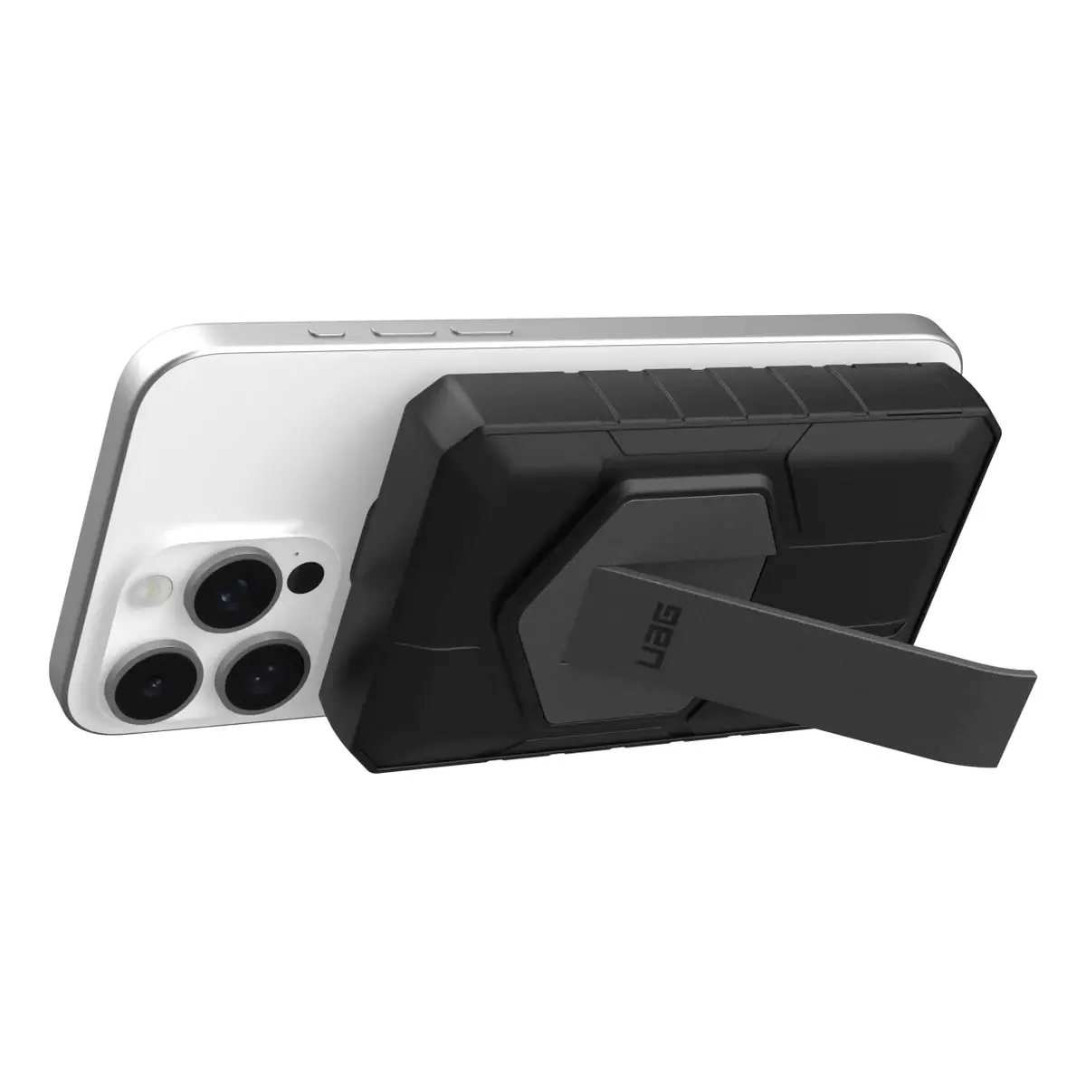 UAG Urban Armor Gear SRGE Rugged Powerbank Magnetic Wireless Charger mit Standfunktion 1x 20W USB-C & 1x 10W 10.000 mAh Qi schwarz/grau