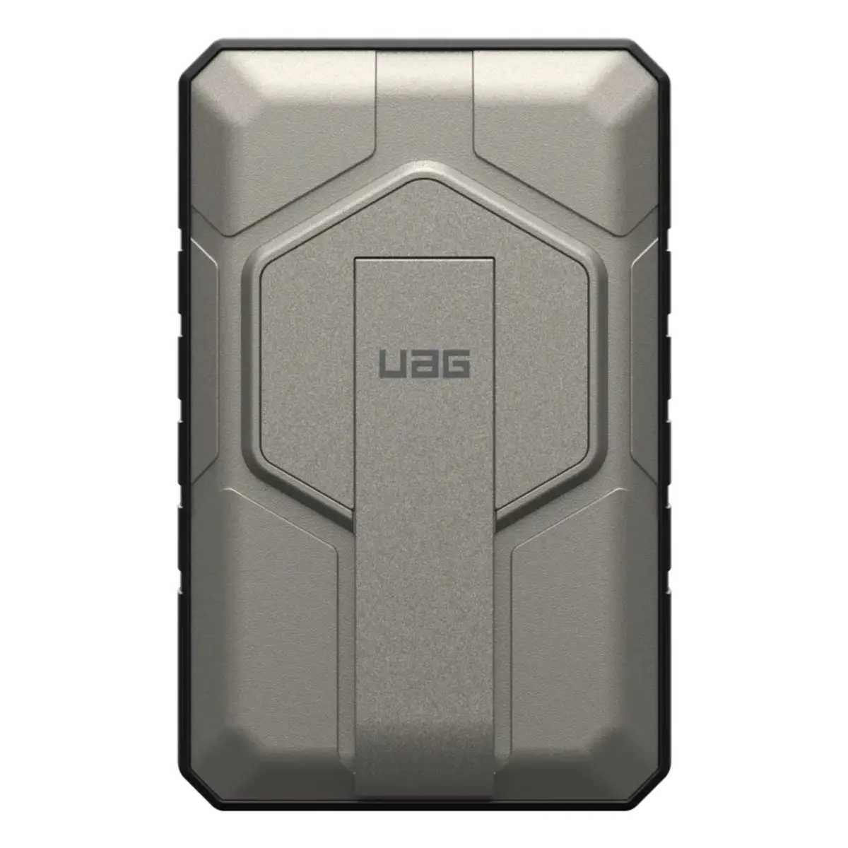 UAG Urban Armor Gear SRGE Rugged Powerbank Magnetic Wireless Charger mit Standfunktion 1x 20W USB-C & 1x 10W 10.000 mAh Qi schwarz/titan