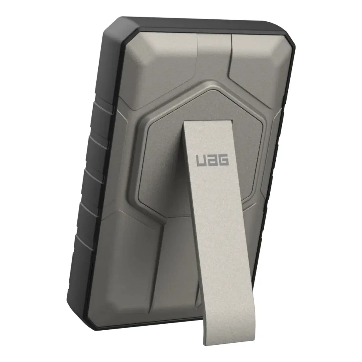 UAG Urban Armor Gear SRGE Rugged Powerbank Magnetic Wireless Charger mit Standfunktion 1x 20W USB-C & 1x 10W 10.000 mAh Qi schwarz/titan