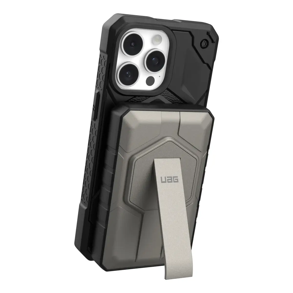 UAG Urban Armor Gear SRGE Rugged Powerbank Magnetic Wireless Charger mit Standfunktion 1x 20W USB-C & 1x 10W 10.000 mAh Qi schwarz/titan