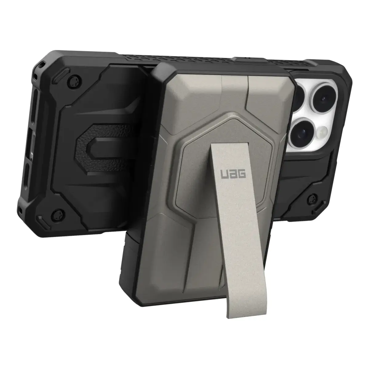 UAG Urban Armor Gear SRGE Rugged Powerbank Magnetic Wireless Charger mit Standfunktion 1x 20W USB-C & 1x 10W 10.000 mAh Qi schwarz/titan