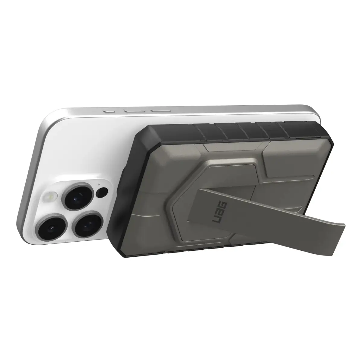 UAG Urban Armor Gear SRGE Rugged Powerbank Magnetic Wireless Charger mit Standfunktion 1x 20W USB-C & 1x 10W 10.000 mAh Qi schwarz/titan