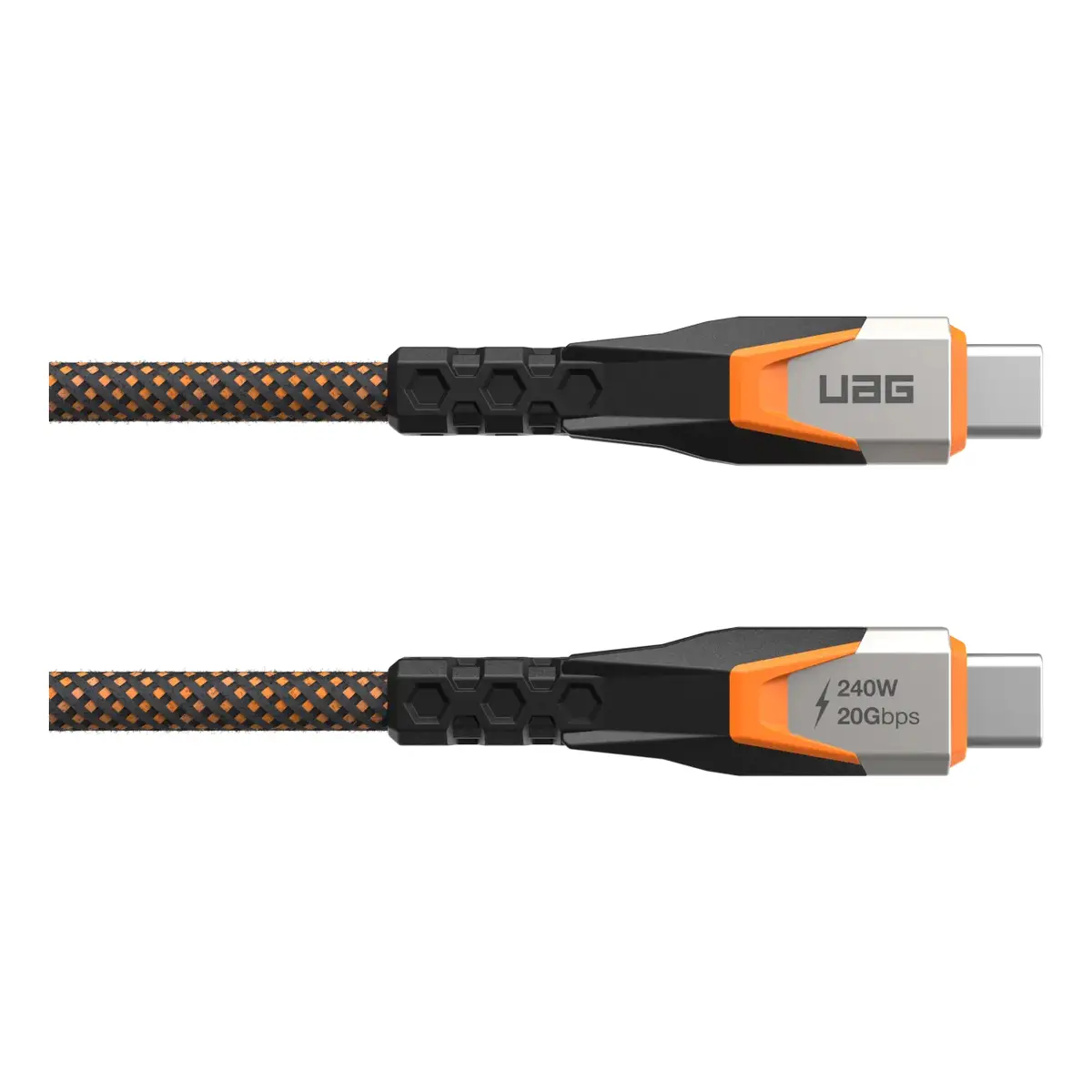 UAG Urban Armor Gear SRGE Rugged USB 3.2 Gen2 Kabel USB-C auf USB-C 240W 0,75m schwarz/orange
