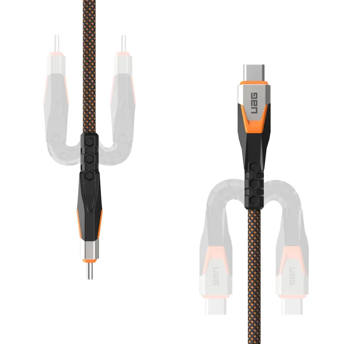 UAG Urban Armor Gear SRGE Rugged USB 3.2 Gen2 Kabel USB-C auf USB-C 240W 0,75m schwarz/orange