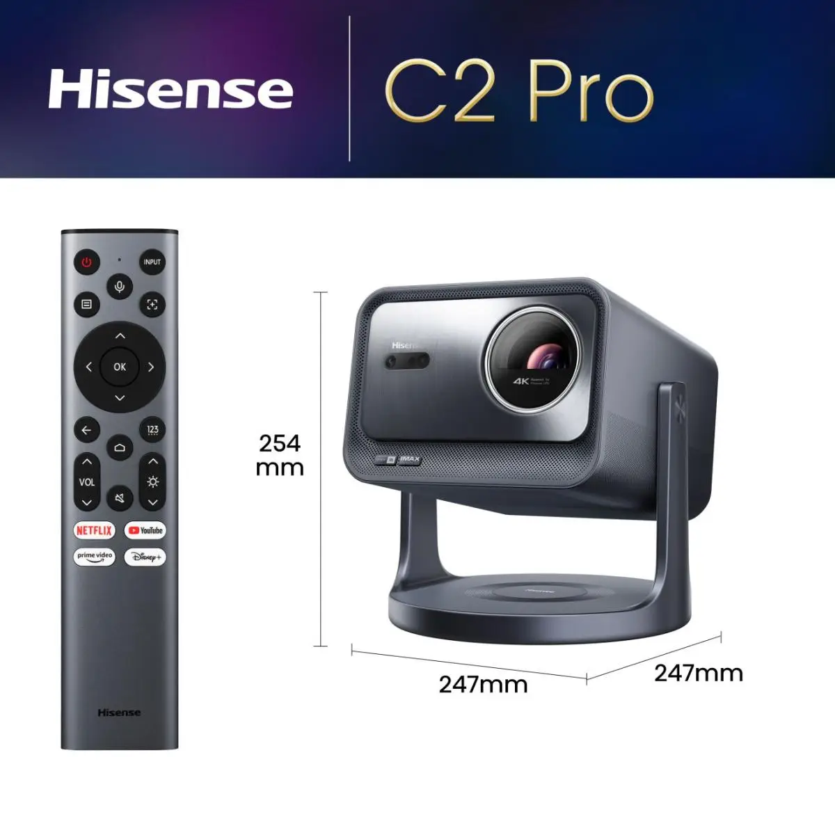 C2 Pro Smart Mini-Projektor 4K Ultra HD 3840x2160 2000:1 16:9 ≤ 60 ms