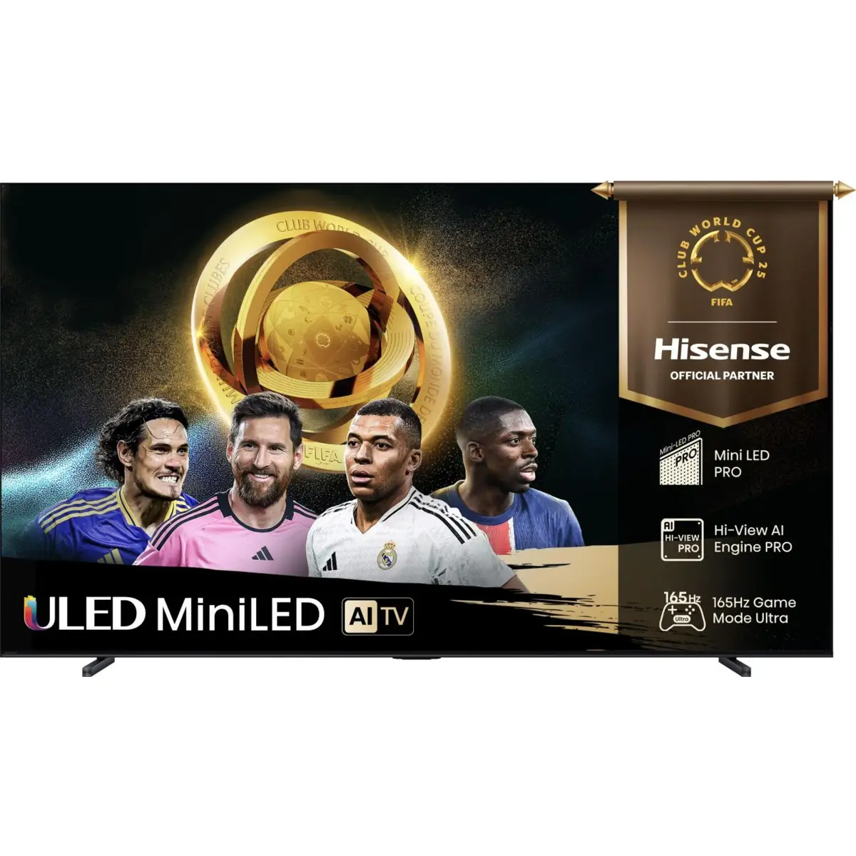 100U7Q PRO ULED Smart TV 100" 253cm 4K Ultra HD 3840x2160 165Hz 178 ° 16:9 5000:1 6 ms Schwarz/Dunkelgrau