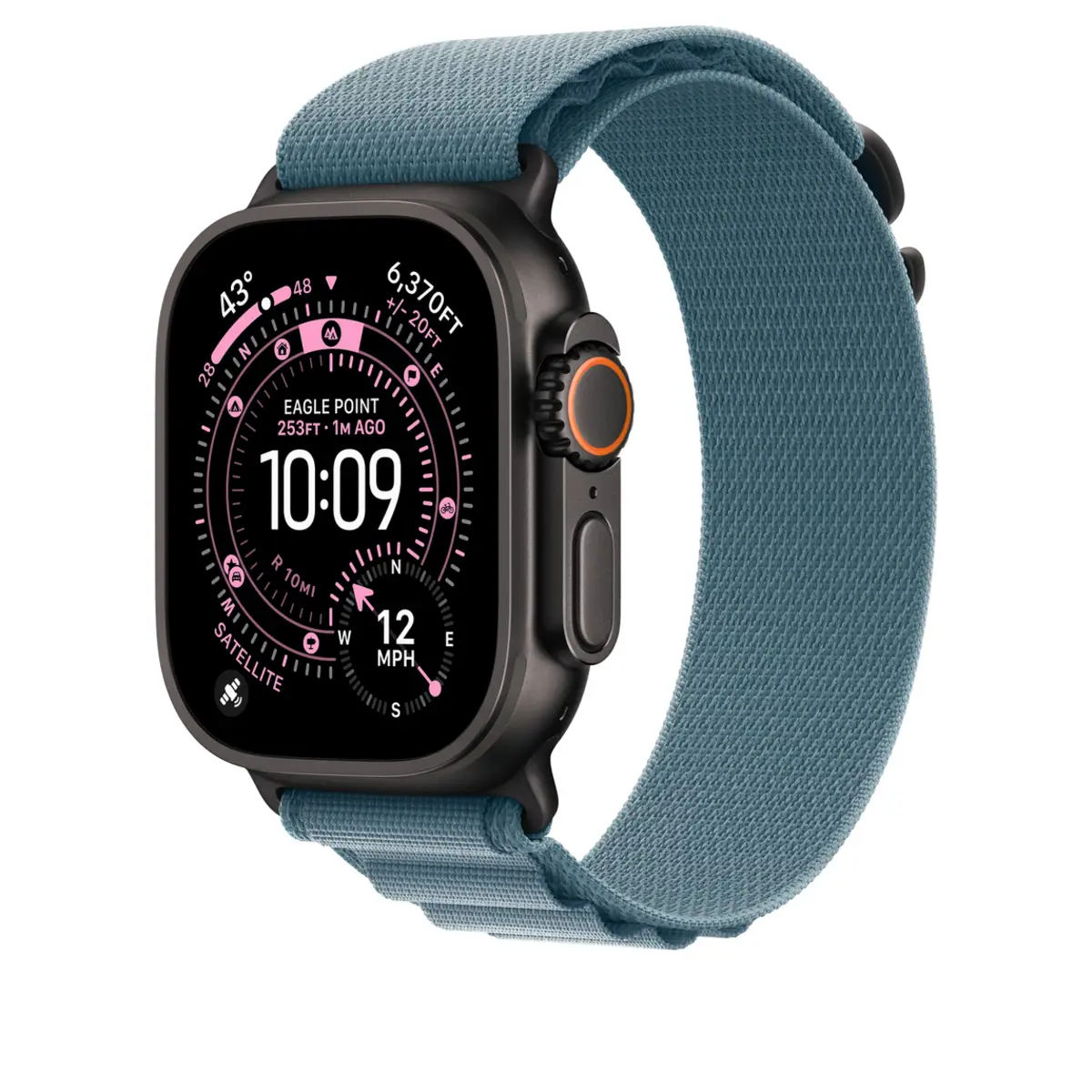 Apple 49mm Light Blue Alpine Loop - Medium Black Titanium Finish