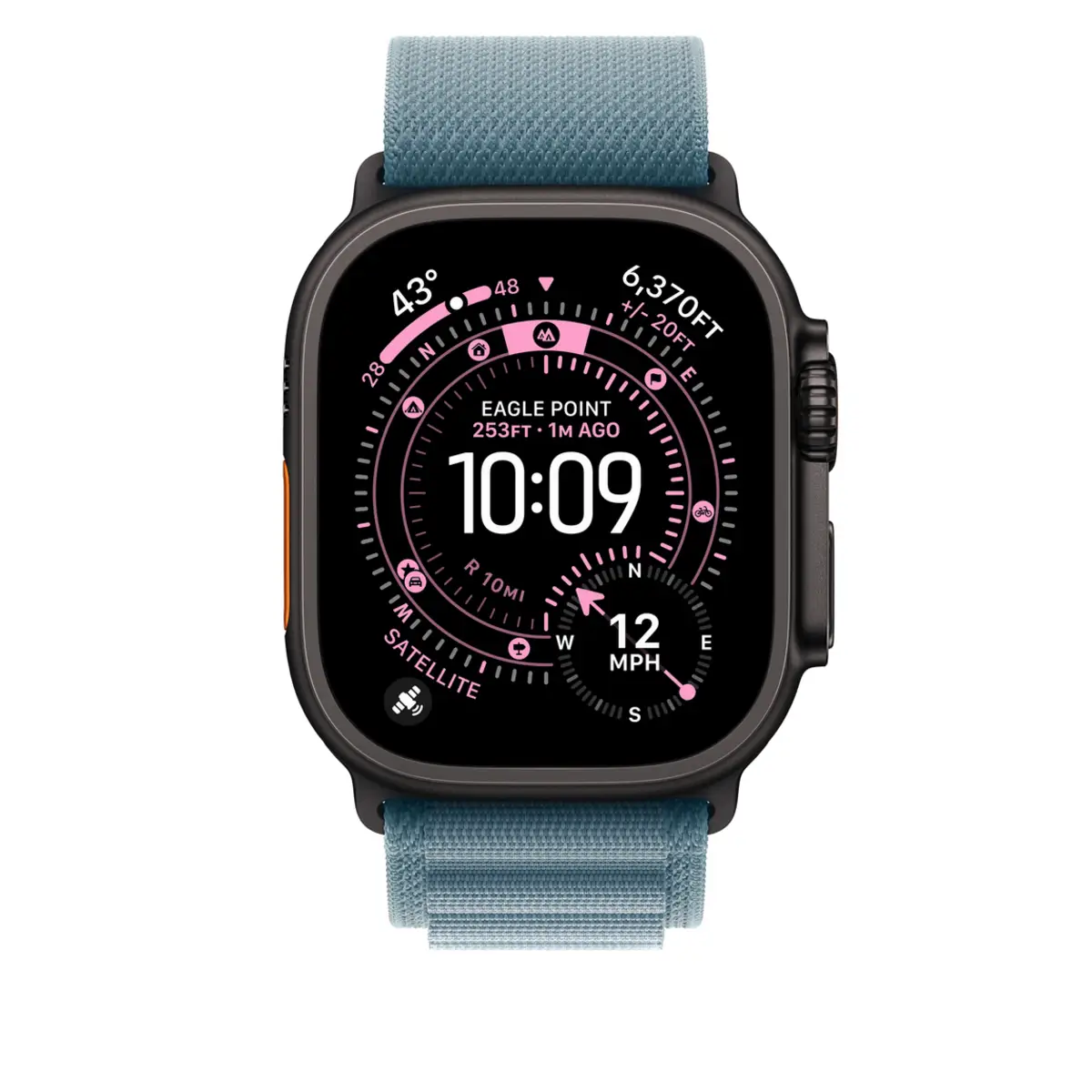 Apple 49mm Light Blue Alpine Loop - Medium Black Titanium Finish