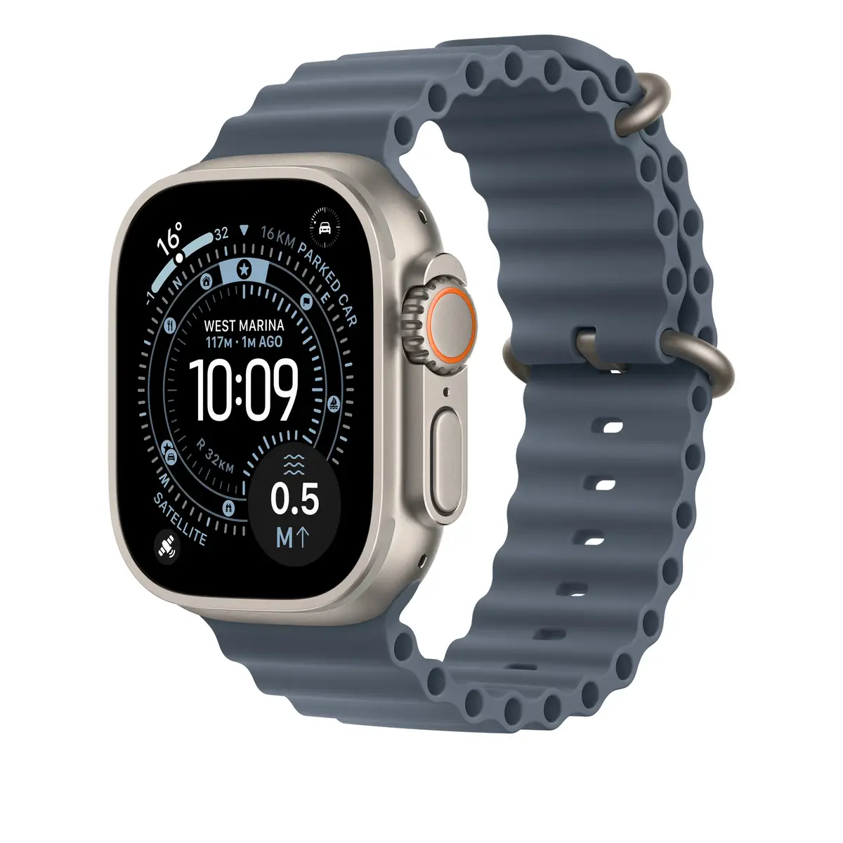 Apple 49mm Anchor Blue Ocean Band Natural Titanium Finish