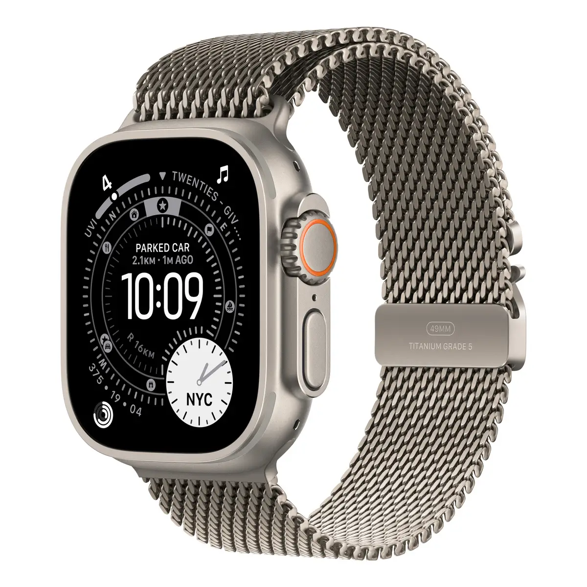 Apple 49mm Natural Titanium Milanese Loop Medium