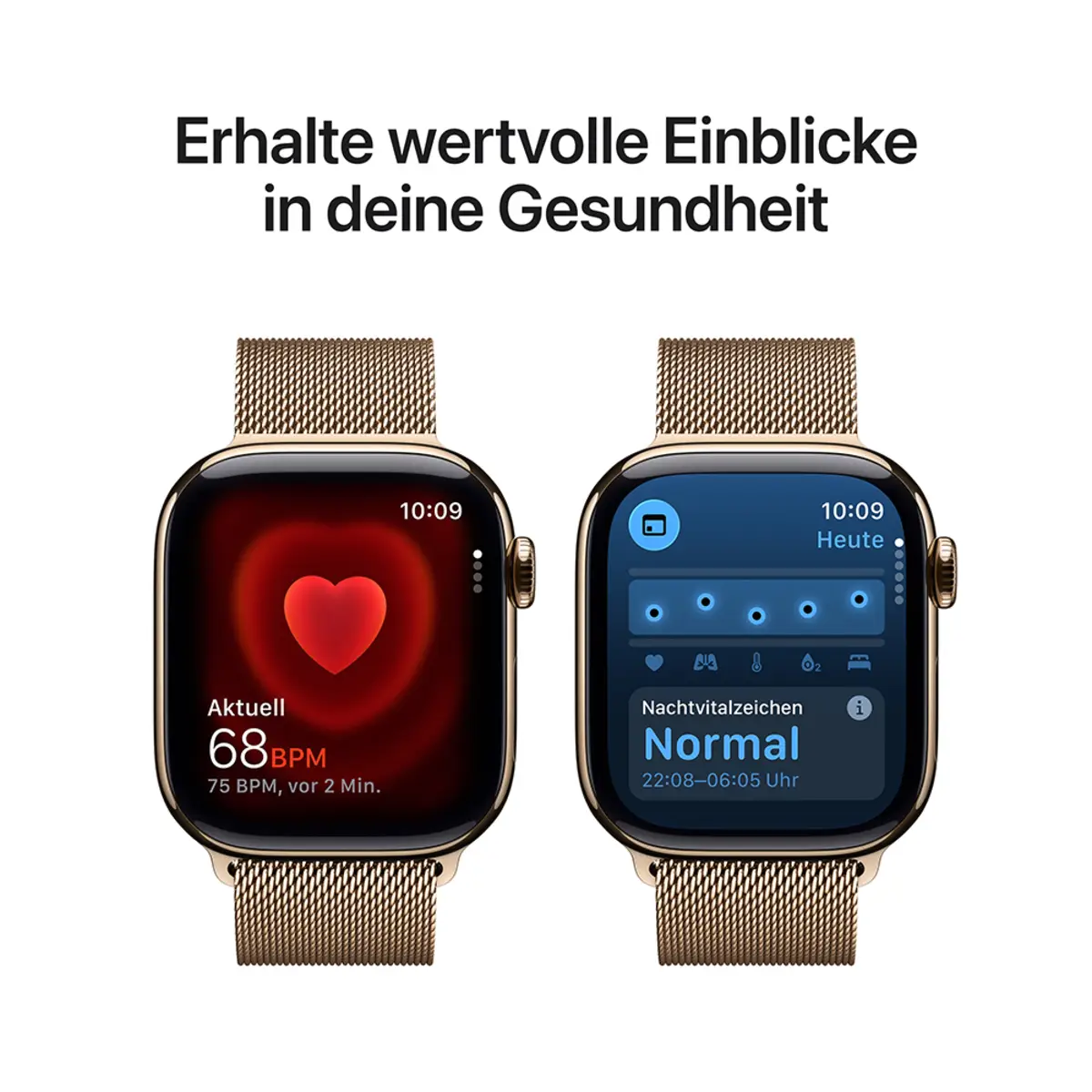 Apple Watch Series 11 GPS + Cellular 46mm Gold Titanium Case with Gold Milanese Loop M/L