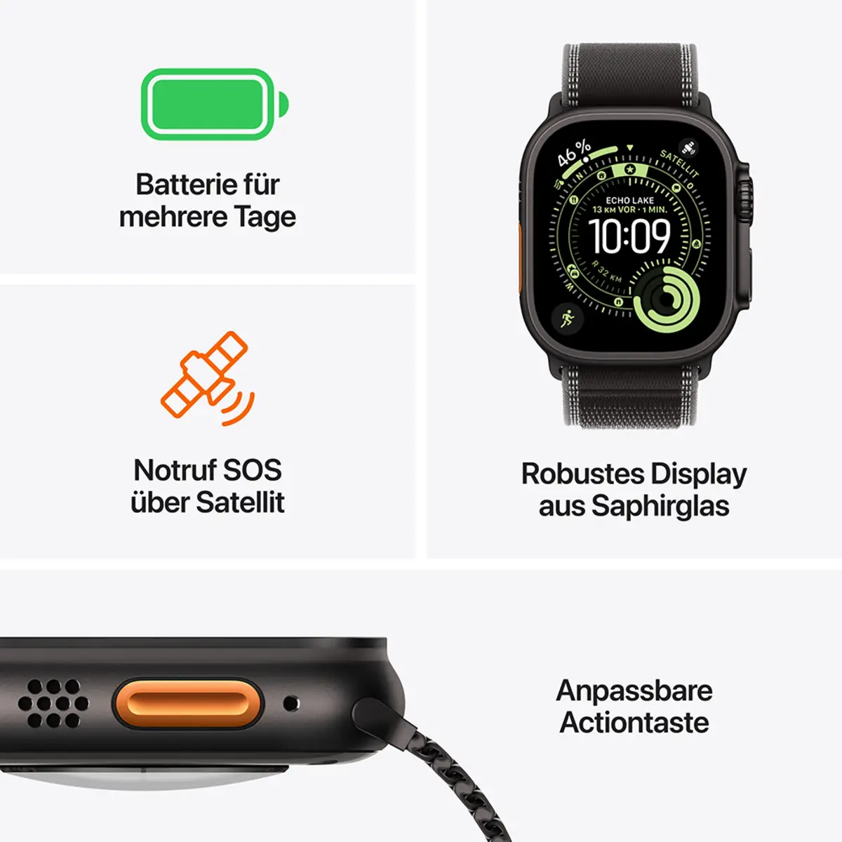 Apple Watch Ultra 3 GPS + Cellular 49mm Natural Titanium Case with Blue/Bright Blue Trail Loop S/M