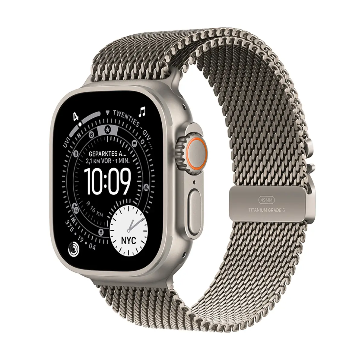 Apple Watch Ultra 3 GPS + Cellular 49mm Natural Titanium Case with Natural Titanium Milanese Loop Medium