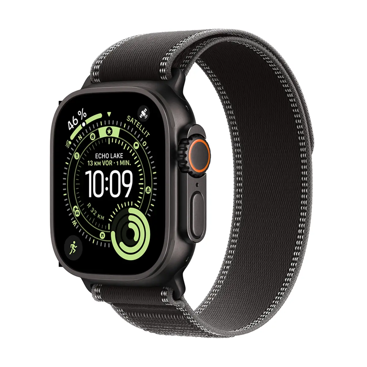 Apple Watch Ultra 3 GPS + Cellular 49mm Black Titanium Case with Black/Charcoal Trail Loop M/L