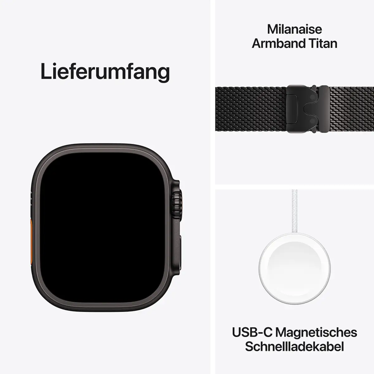 Apple Watch Ultra 3 GPS + Cellular 49mm Black Titanium Case with Black Titanium Milanese Loop Small