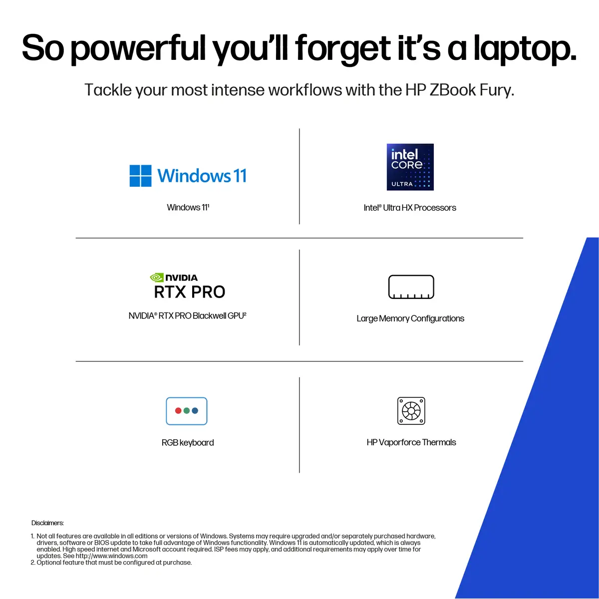 HP ZBook Fury 16 G1i Mobile Workstation Intel Core Ultra 7 255HX 32GB 1000GB SSD 1920x1200 Pixel 40,6cm (16") VGA RTX PRO 2000 Blackwell WLAN Bluetooth Tastatur: Deutsch W11P