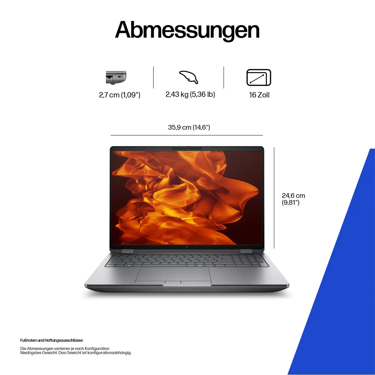 HP ZBook Fury 16 G1i Mobile Workstation Intel Core Ultra 7 255HX 32GB 1000GB SSD 1920x1200 Pixel 40,6cm (16") VGA RTX PRO 2000 Blackwell WLAN Bluetooth Tastatur: Deutsch W11P