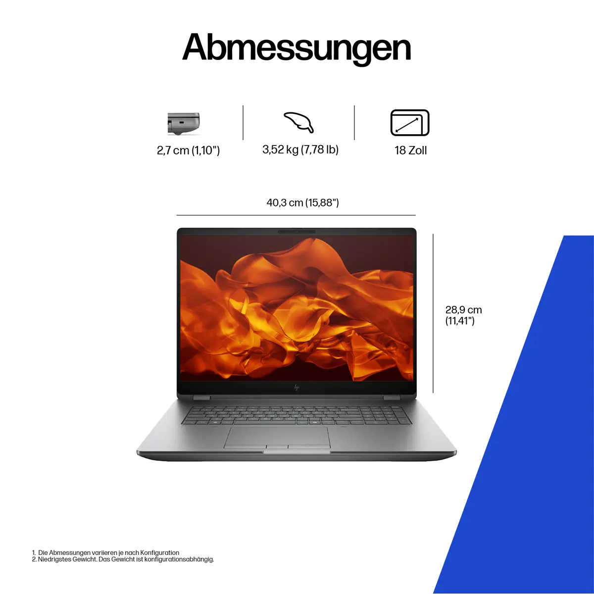 HP ZBook Fury G1i Mobile Workstation Intel Core Ultra 7 265HX 32GB 1000GB SSD 2560x1600 Pixel 45,7cm (18") VGA RTX PRO 3000 Blackwell WLAN Bluetooth Tastatur: Deutsch W11P