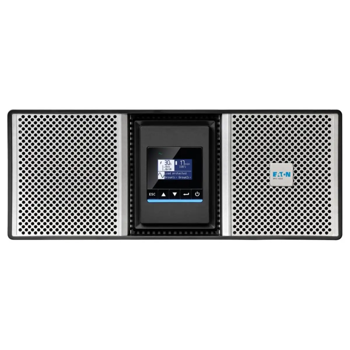 Eaton 9PX G2 9PX8KIRTNG2 USV in Rack montierbar/extern Wechselstrom 200/208/220/230/240 V 8000 Watt 8000 VA 1-phasig 9 Ah Ethernet 10/100/1000 RS-232 USB Ausgangsanschlüsse: 17 PFC 4U 48,3cm 19" Schwarz Silber