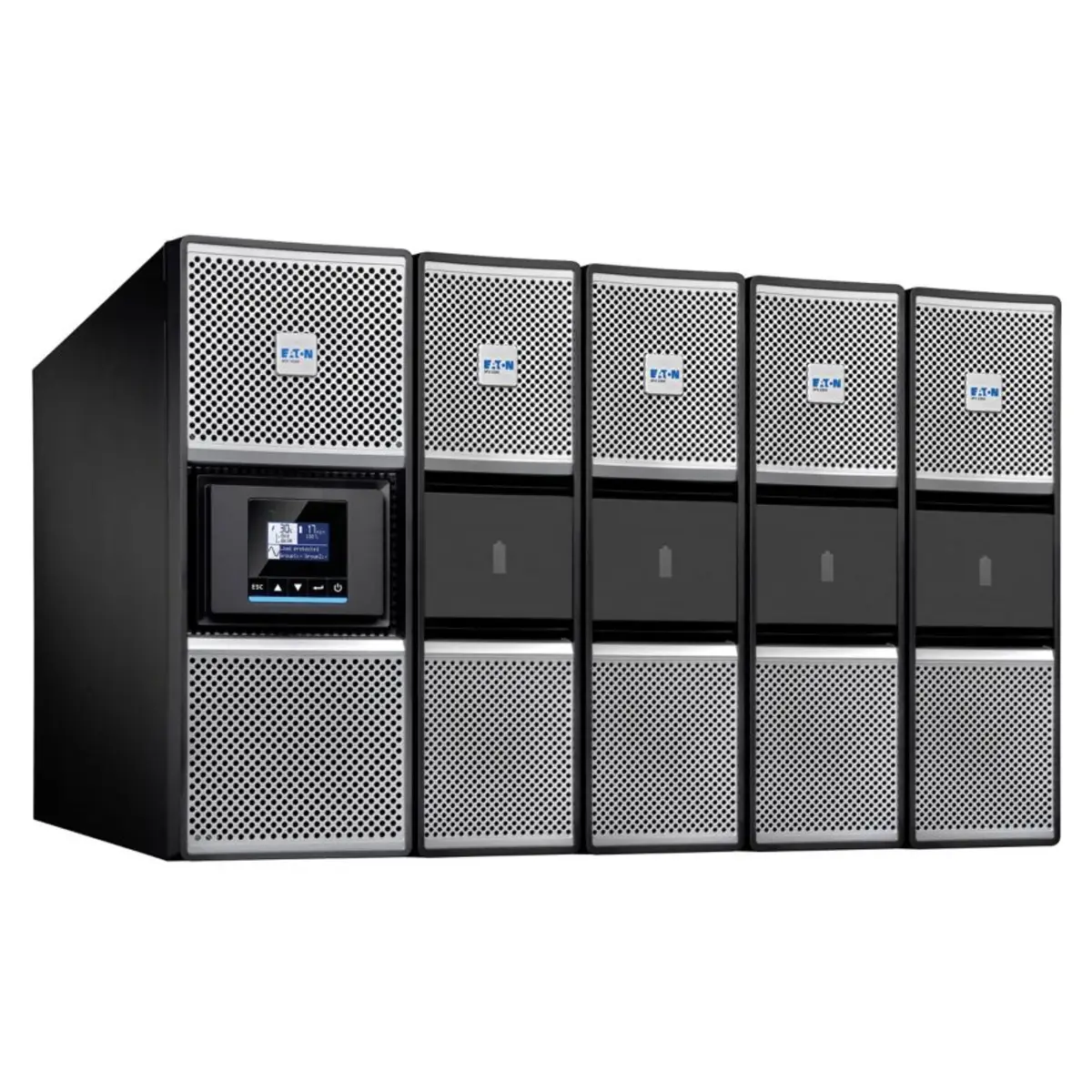 Eaton 9PX G2 9PX8KIRTNG2 USV in Rack montierbar/extern Wechselstrom 200/208/220/230/240 V 8000 Watt 8000 VA 1-phasig 9 Ah Ethernet 10/100/1000 RS-232 USB Ausgangsanschlüsse: 17 PFC 4U 48,3cm 19" Schwarz Silber