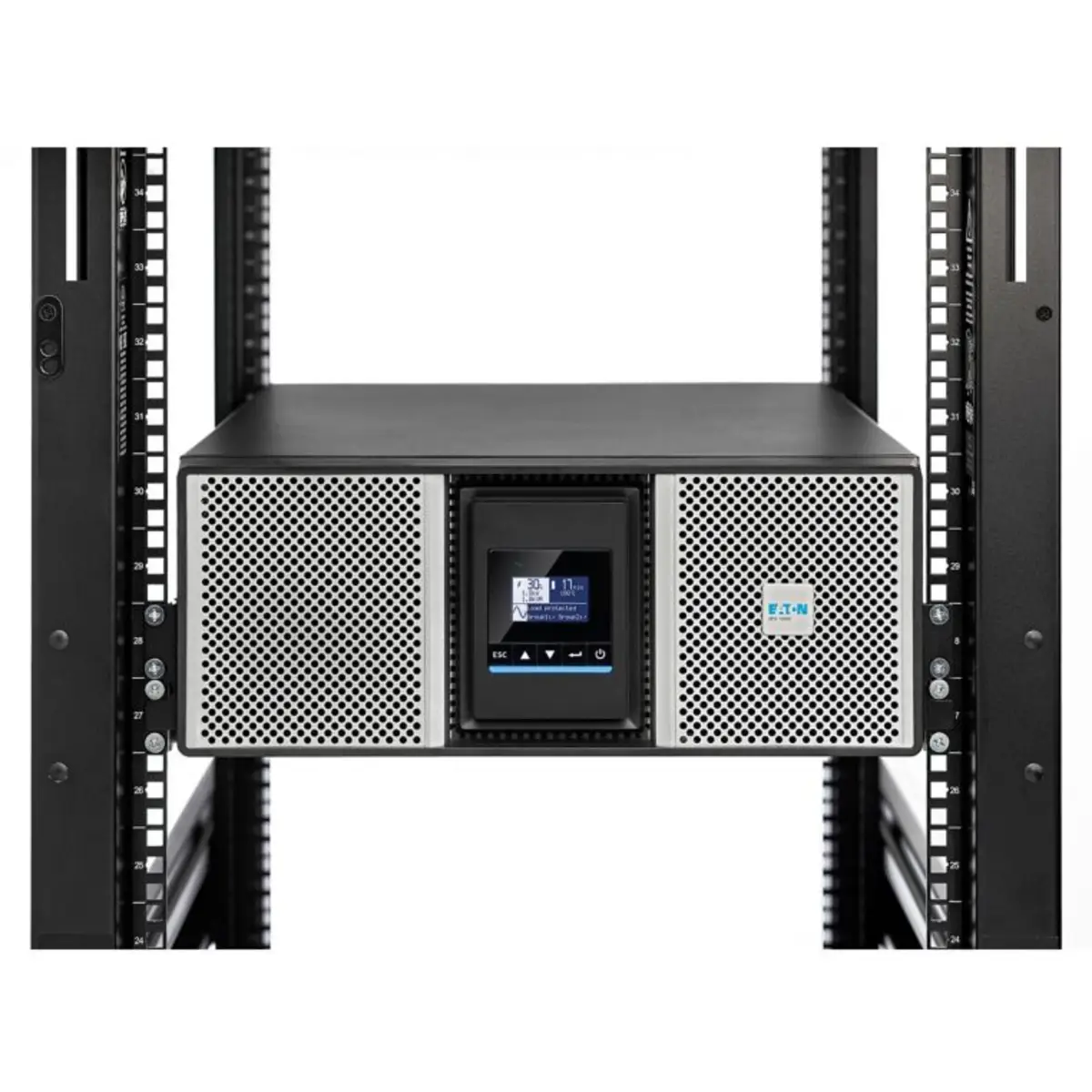 Eaton 9PX G2 9PX8KIRTNG2 USV in Rack montierbar/extern Wechselstrom 200/208/220/230/240 V 8000 Watt 8000 VA 1-phasig 9 Ah Ethernet 10/100/1000 RS-232 USB Ausgangsanschlüsse: 17 PFC 4U 48,3cm 19" Schwarz Silber