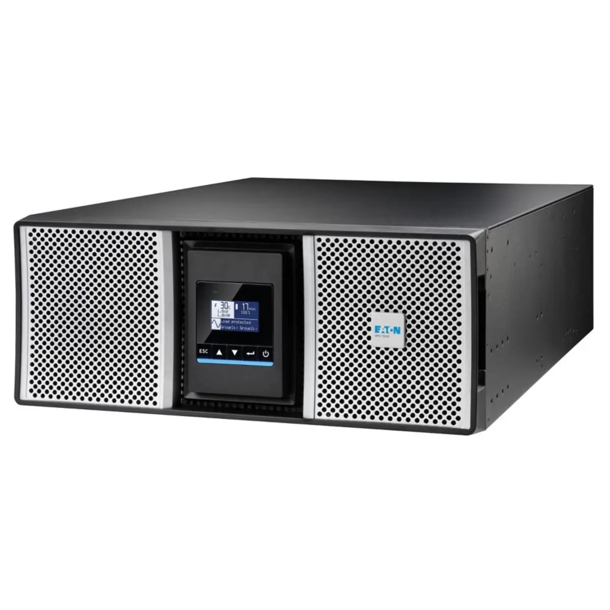 Eaton 9PX G2 9PX8KIRTNG2 USV in Rack montierbar/extern Wechselstrom 200/208/220/230/240 V 8000 Watt 8000 VA 1-phasig 9 Ah Ethernet 10/100/1000 RS-232 USB Ausgangsanschlüsse: 17 PFC 4U 48,3cm 19" Schwarz Silber