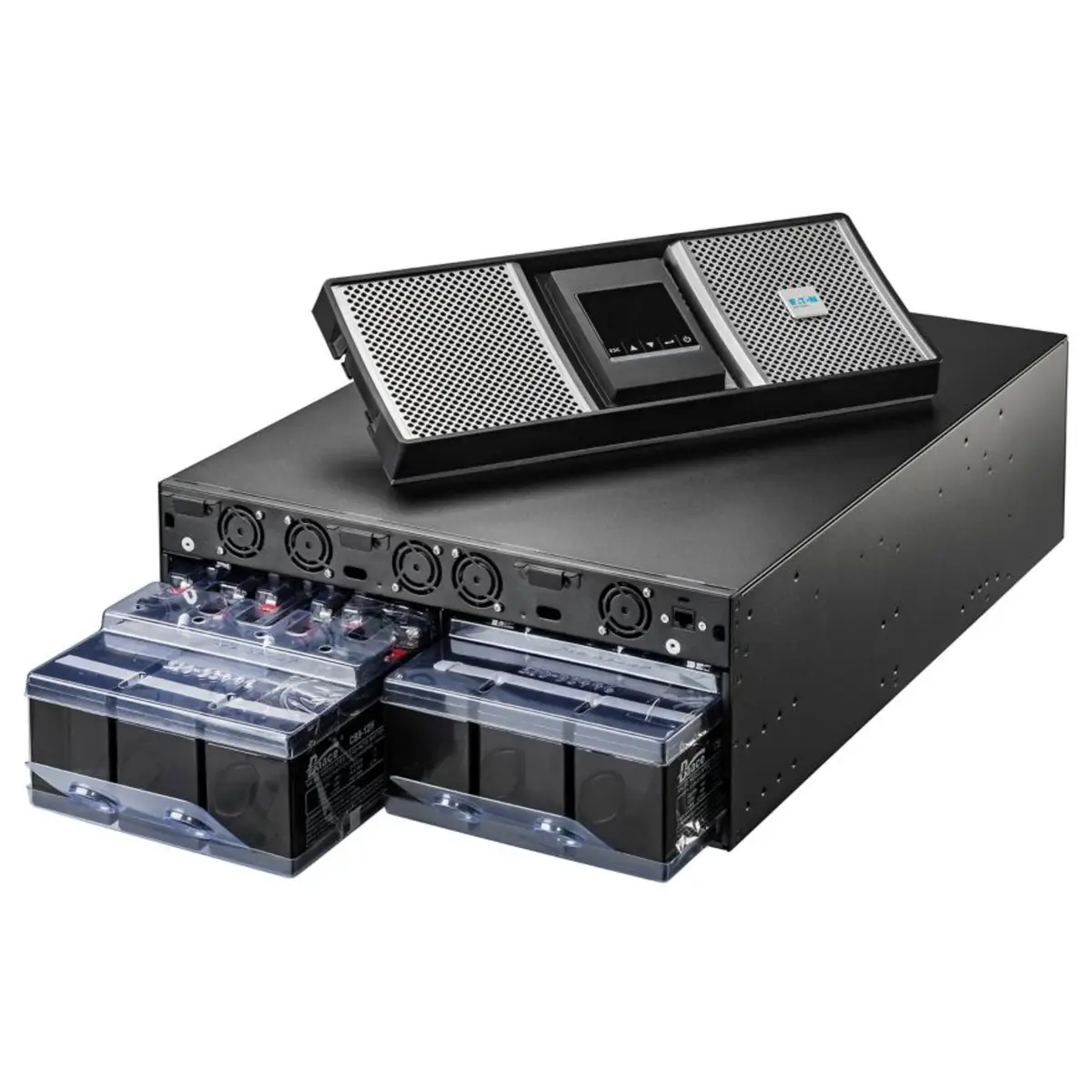 Eaton 9PX G2 9PX11KIRTNG2 USV in Rack montierbar/extern Wechselstrom 200/208/220/230/240 V 11000 Watt 11000 VA 1-phasig 9 Ah Ethernet 10/100/1000 RS-232 USB Ausgangsanschlüsse: 17 PFC 4U 48,3cm 19" Schwarz Silb