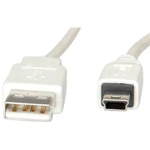 USB2.0 cable plug USB2.0 Typ A/plug USB2.0 5-Pin Mini white 3m USB2.0 cable plug USB2.0 Typ A/plug USB2.0 5-Pin Mini white 3m